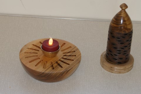 Tea light holder and banksia box by Bert Lanham